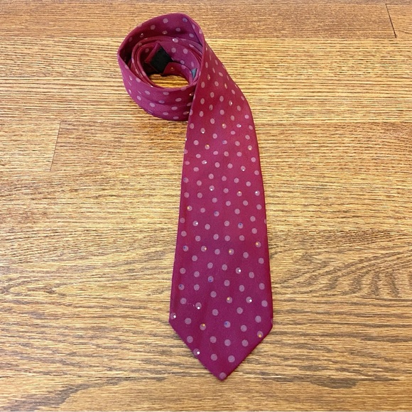 FENDI | 100% Silk Maroon Polka Dotted Tie One Size - Picture 1 of 9